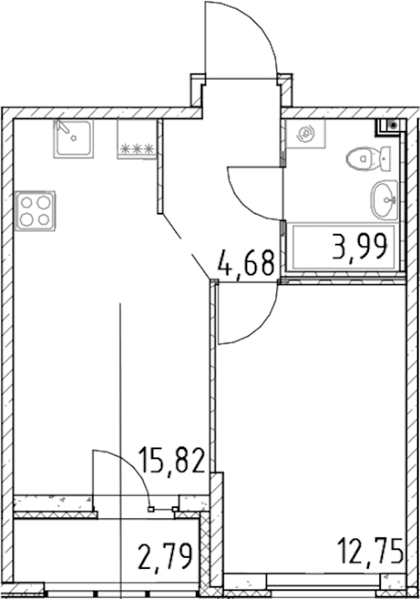 1-комнатная квартира 37.24 м², 8/23 эт., ЖК «Город Первых»